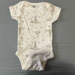 Gerber White and Tan Lighthouse Baby Bodysuit